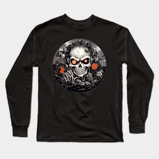 Halloween Vinyl Record Skeleton Long Sleeve T-Shirt